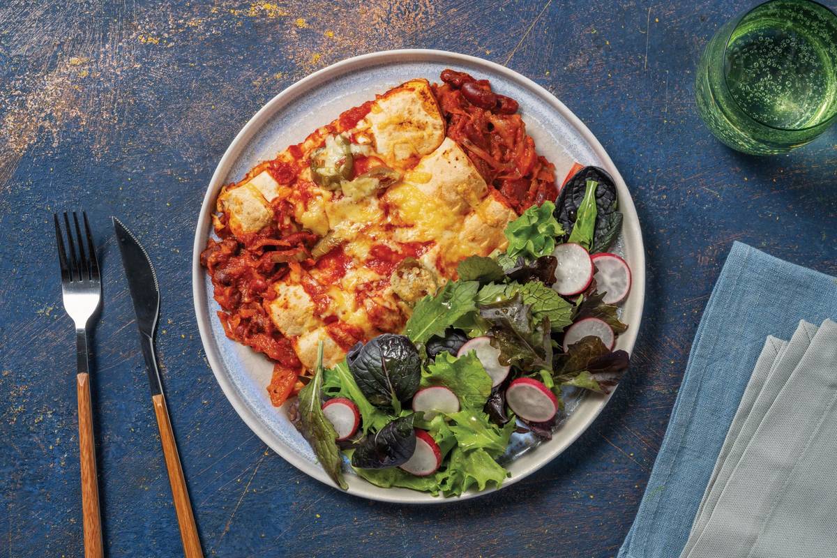 Extra Cheesy Bean & Veggie Enchiladas
