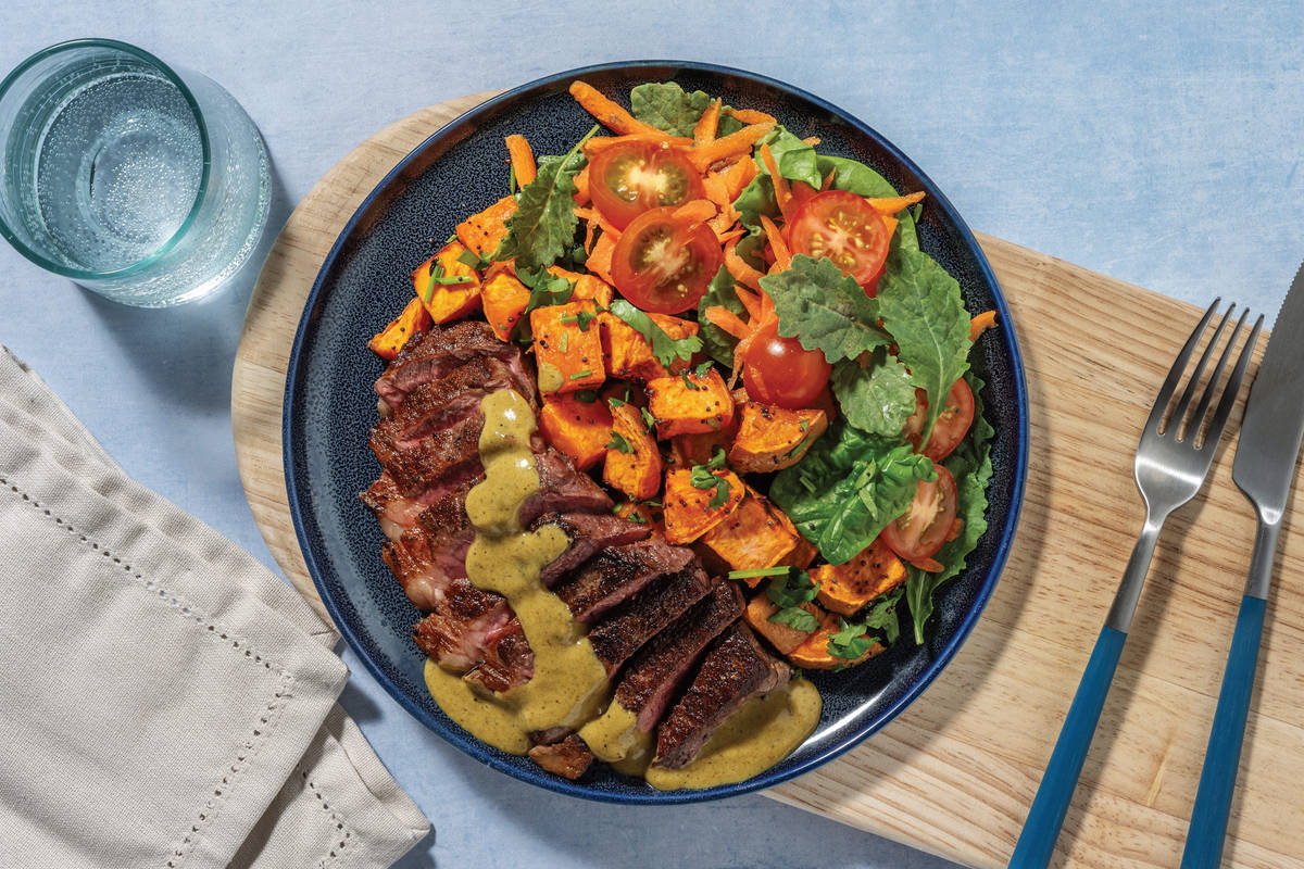 Double Mumbai-Spiced Beef Rump & Supergreen Salad