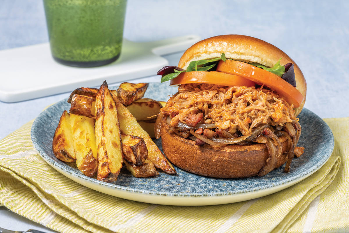 American Pulled Pork & Bacon Jam Burger