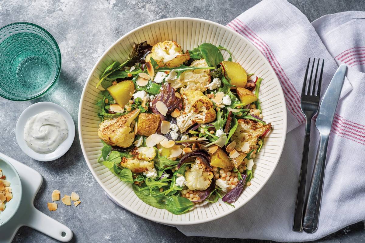 Roast Cauliflower, Chorizo & Goat Cheese Salad