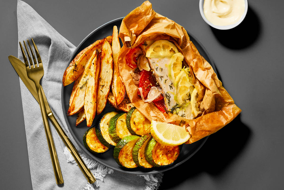 Open Blue Cobia “En Papillote” with Lemon
