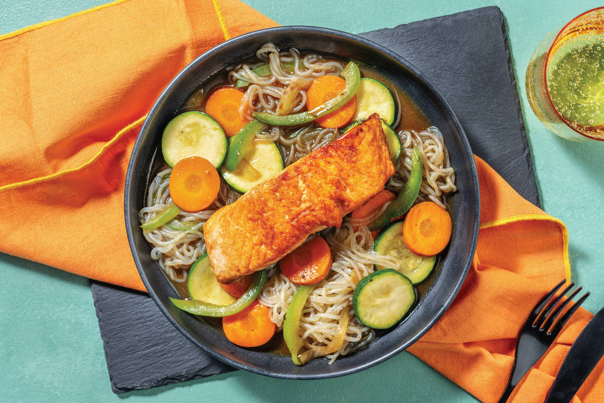Double Honey-Soy Salmon & Konjac Noodle Stir-Fry