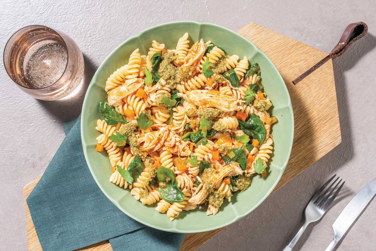 One-Pot Pulled Chicken & Veggie Fusilli