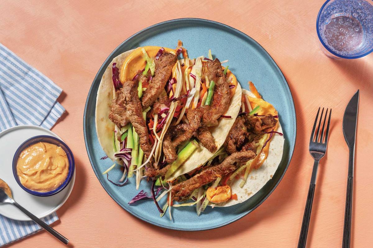 Easy Sticky Sweet-Soy Beef Tacos