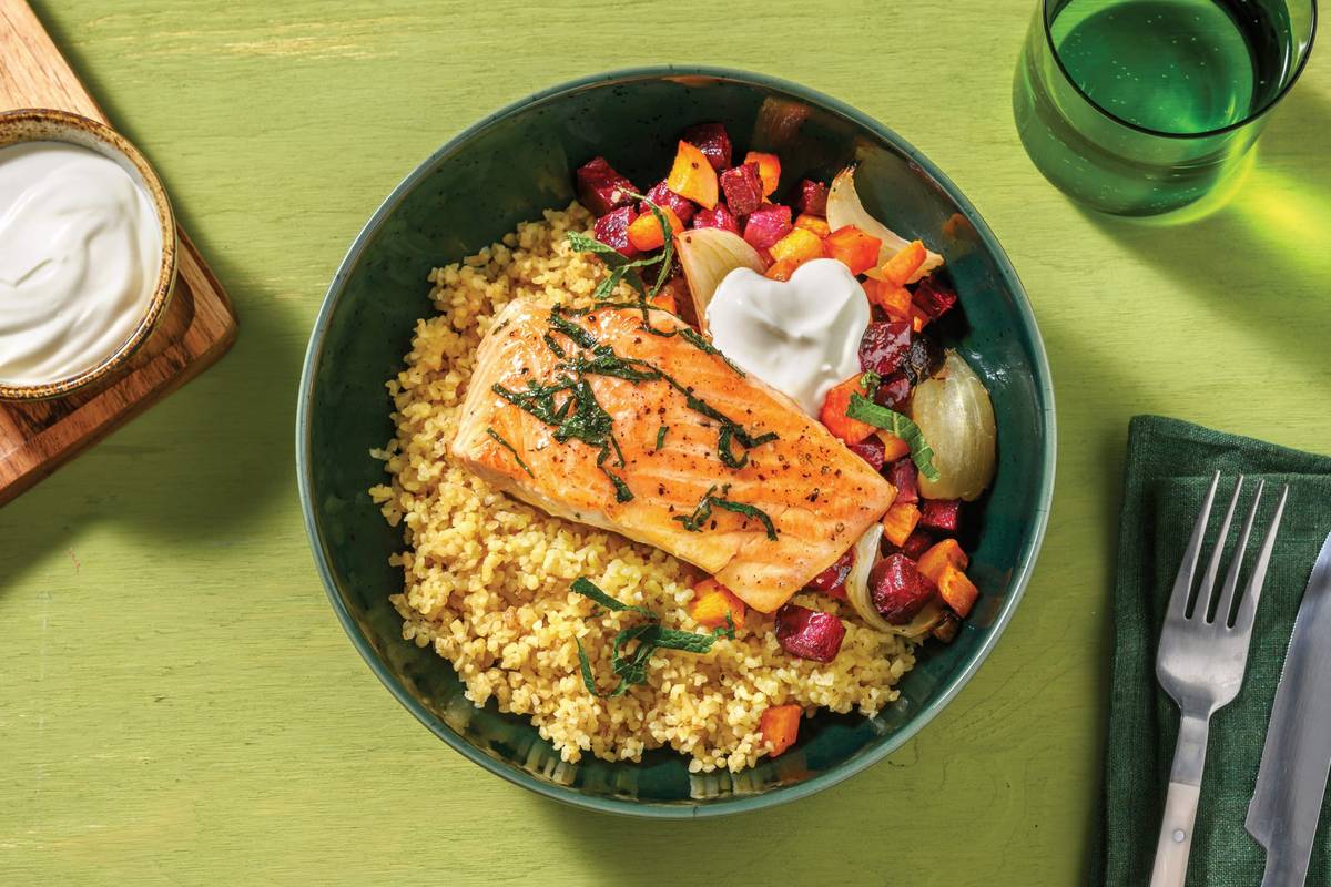 Double Honey-Glazed Salmon & Moroccan Quinoa