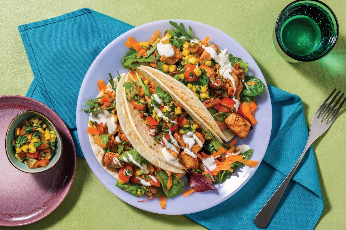 HelloHero: Cheesy Caribbean Chicken Tacos