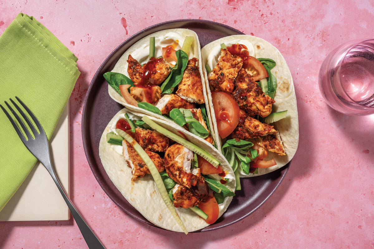 Easy Sticky Peri-Peri Haloumi & Chicken Tacos