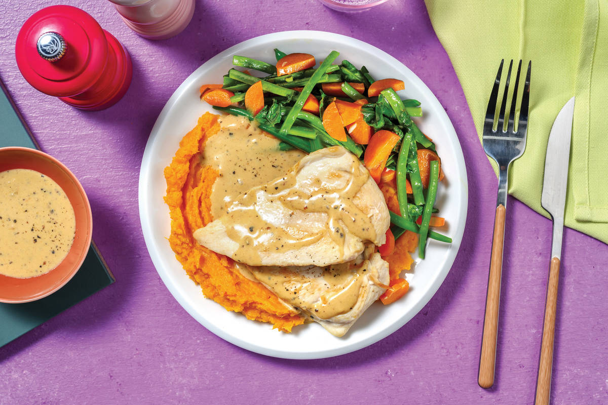 Chicken & Creamy Peppercorn Sauce