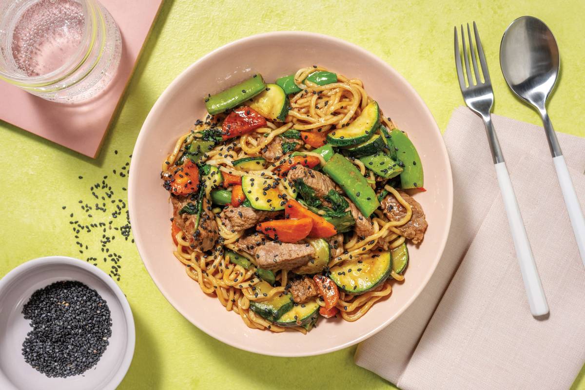 Double Sweet Chilli Beef Noodle Stir-Fry