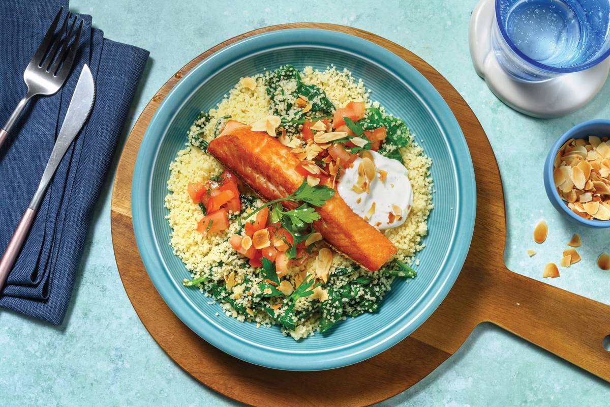 Easy Seared Salmon & Spinach Couscous