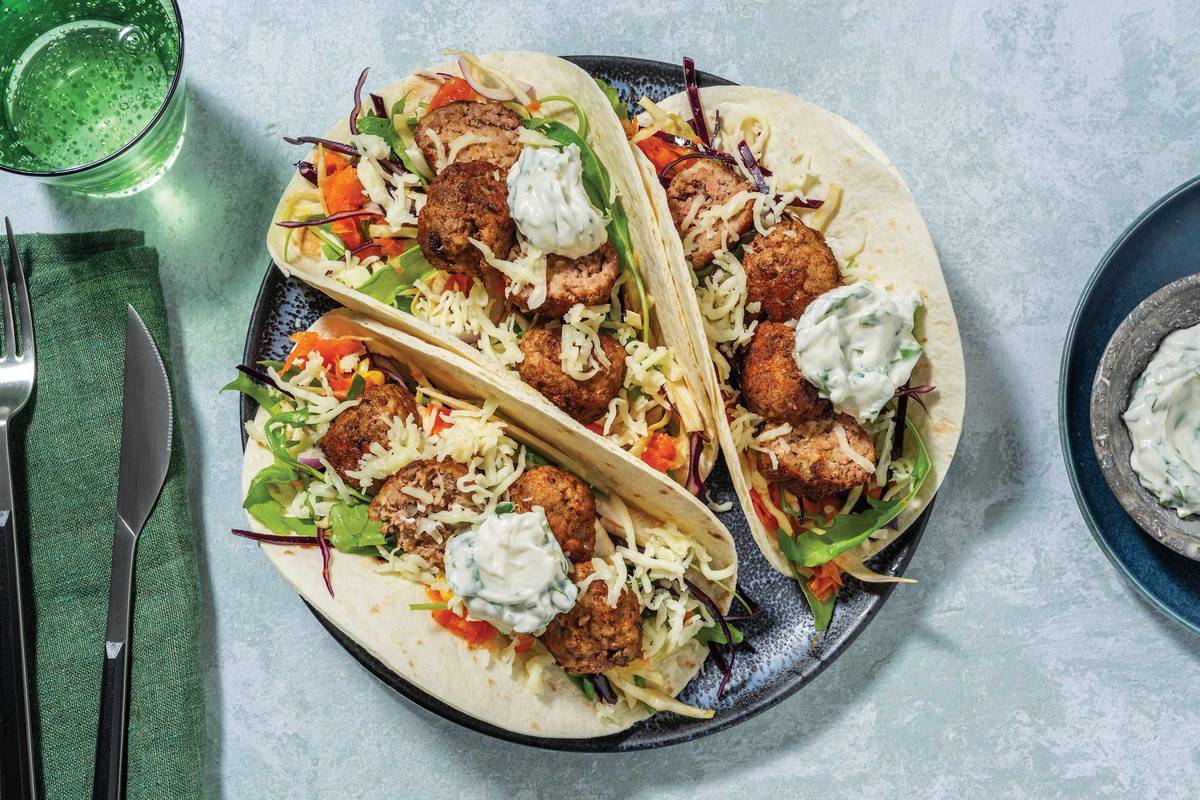 Extra Cheesy Aussie Beef Meatball Tacos