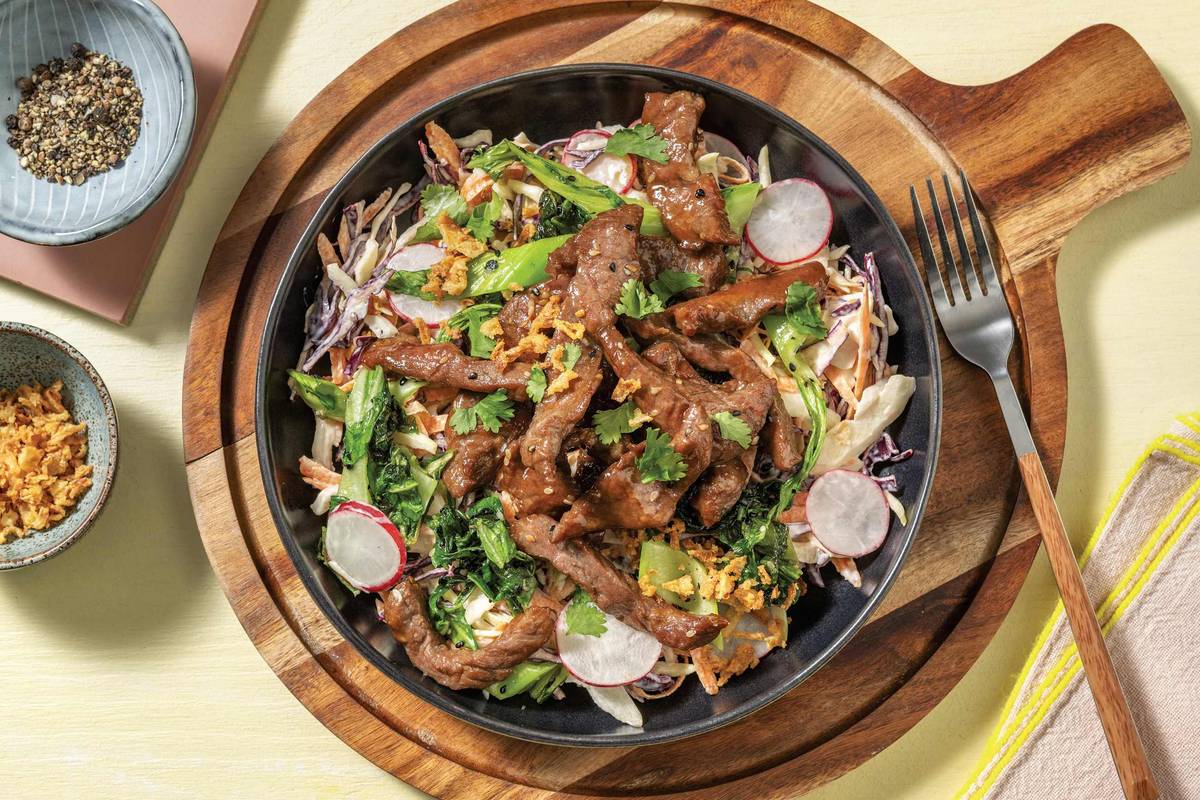 Honey-Soy Beef & Garlicky Greens