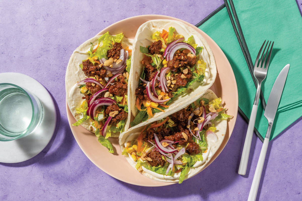 Quick Double Sichuan Garlic Beef Tacos
