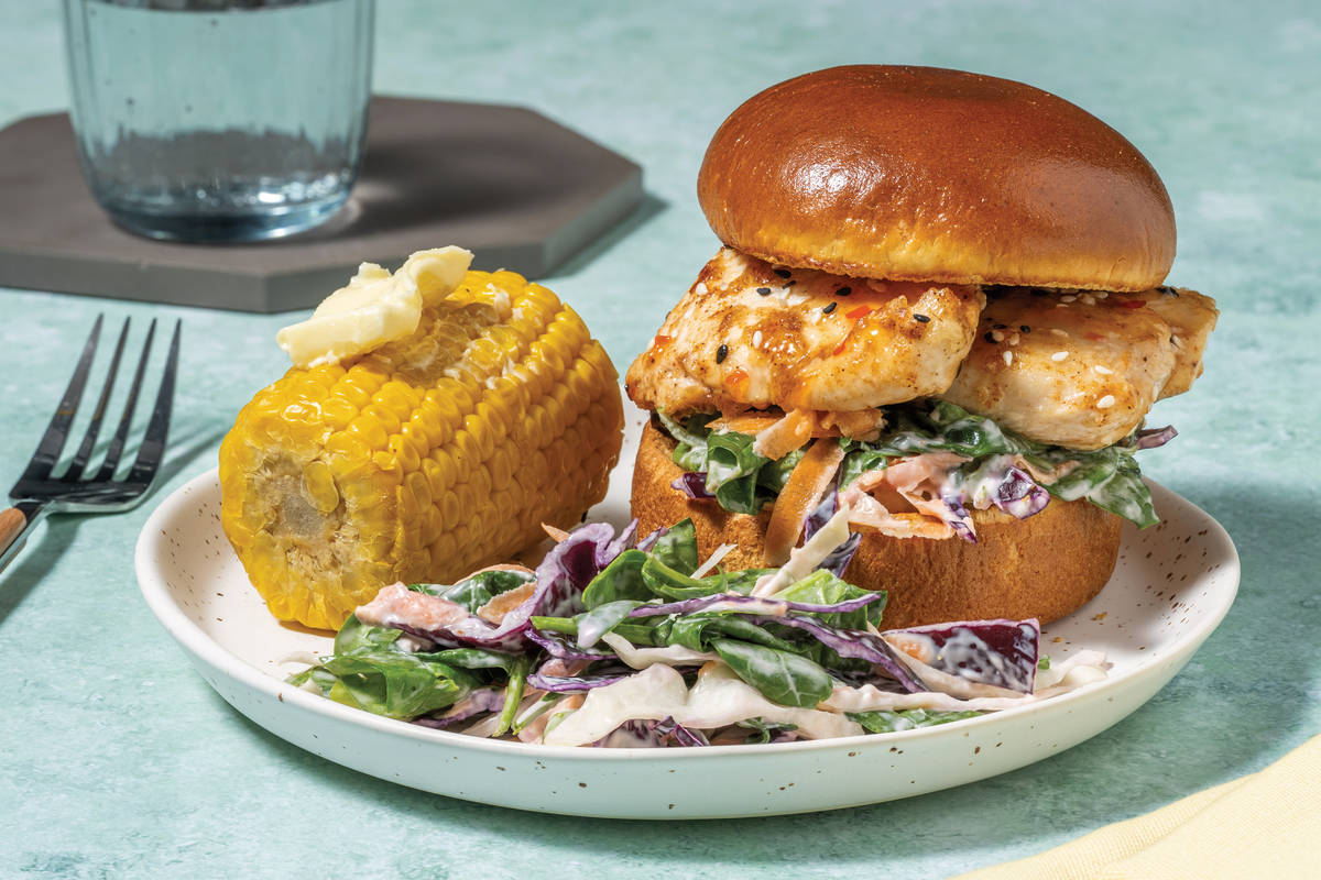 Easy Sticky Sesame & Sweet Chilli Chicken Burger