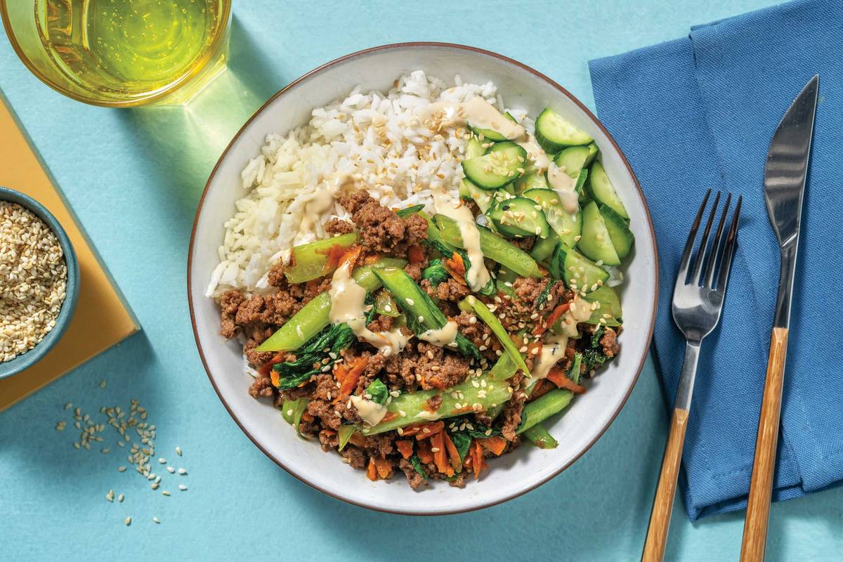 HelloHero: Ginger & Teriyaki Veggie Gyoza Rice Bowl