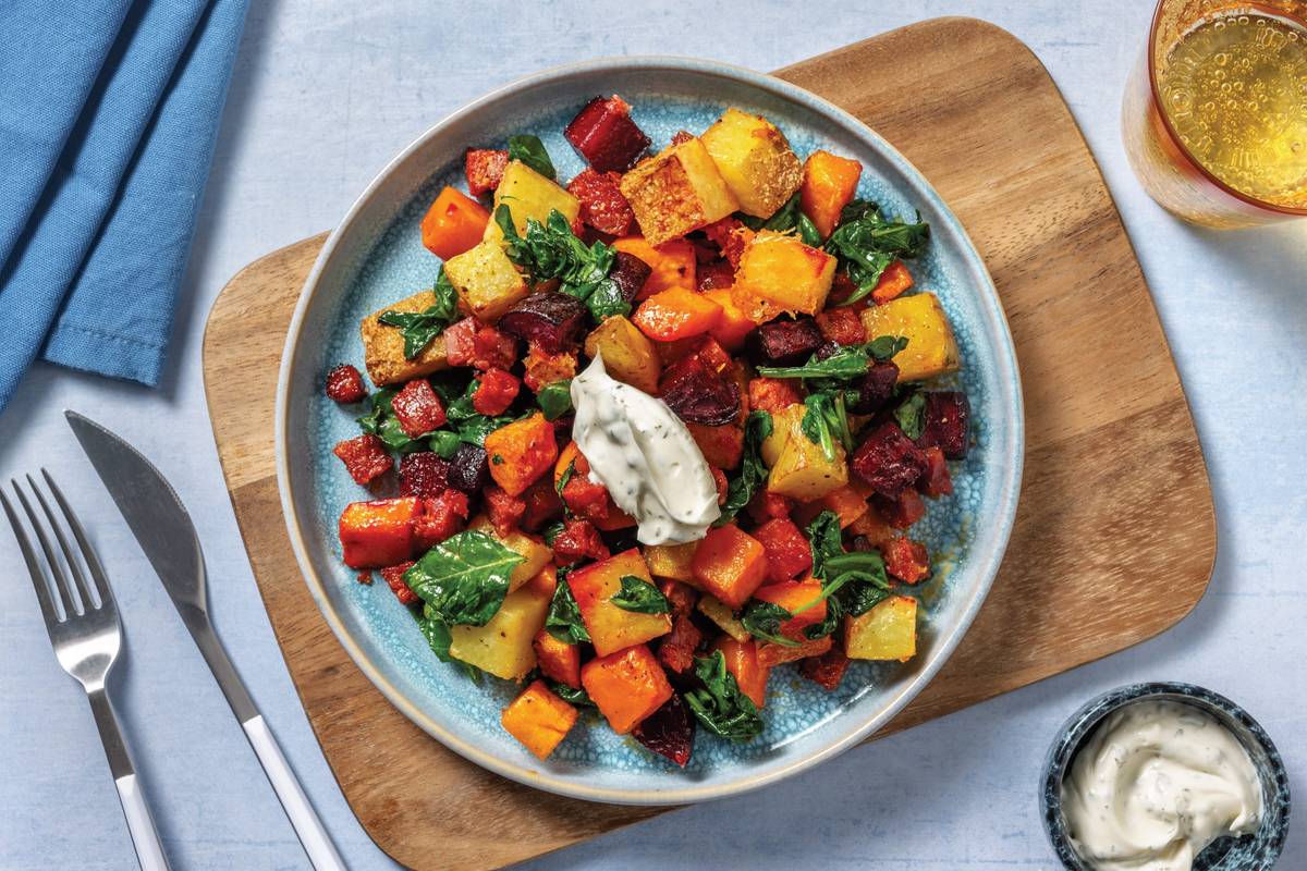 Hello Hero: Chorizo, Chicken & Root Veggie Traybake