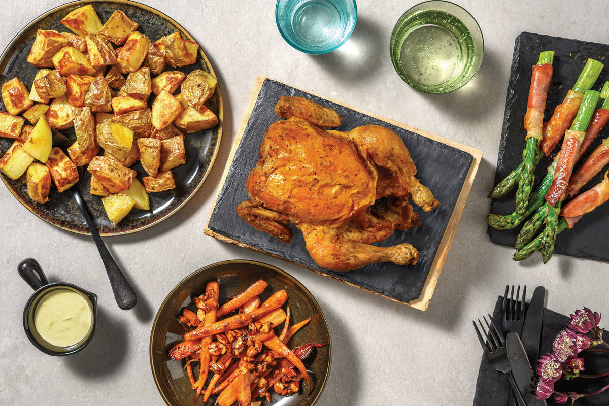 Roast Whole Chicken & Prosciutto Asparagus