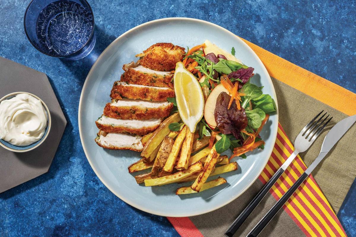 Herby Crumbed Chicken & Potato Fries