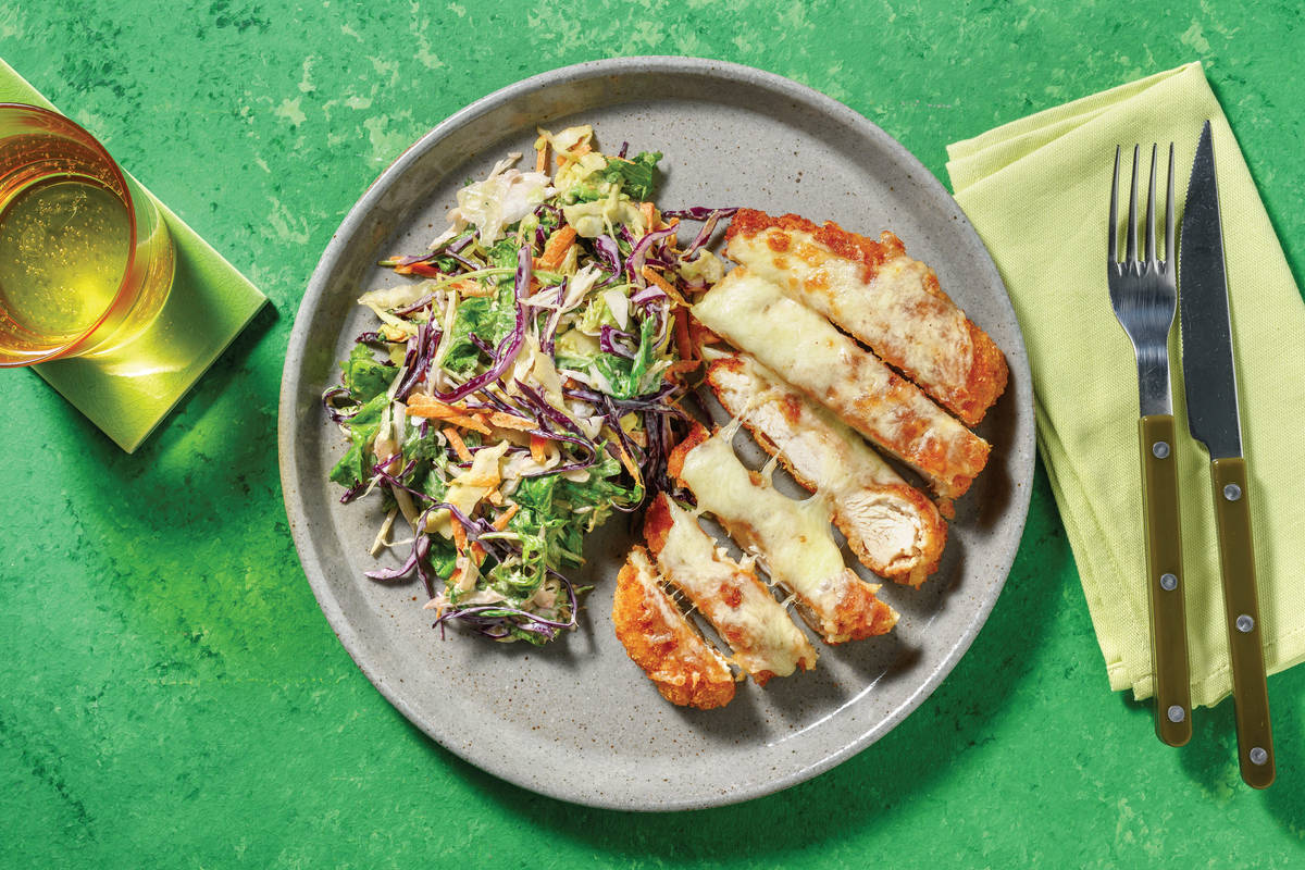 Quick Cheesy Louisiana Chicken Schnitzel