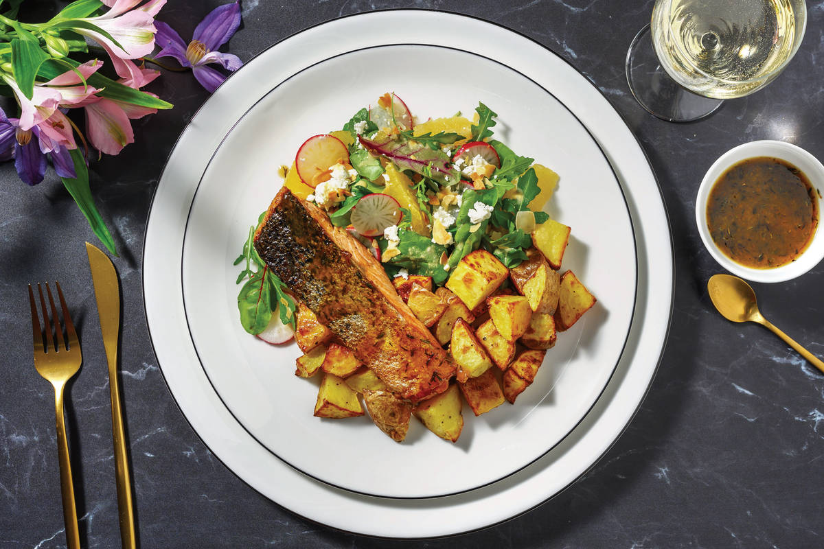 Apricot-Glazed Salmon & Roast Potatoes