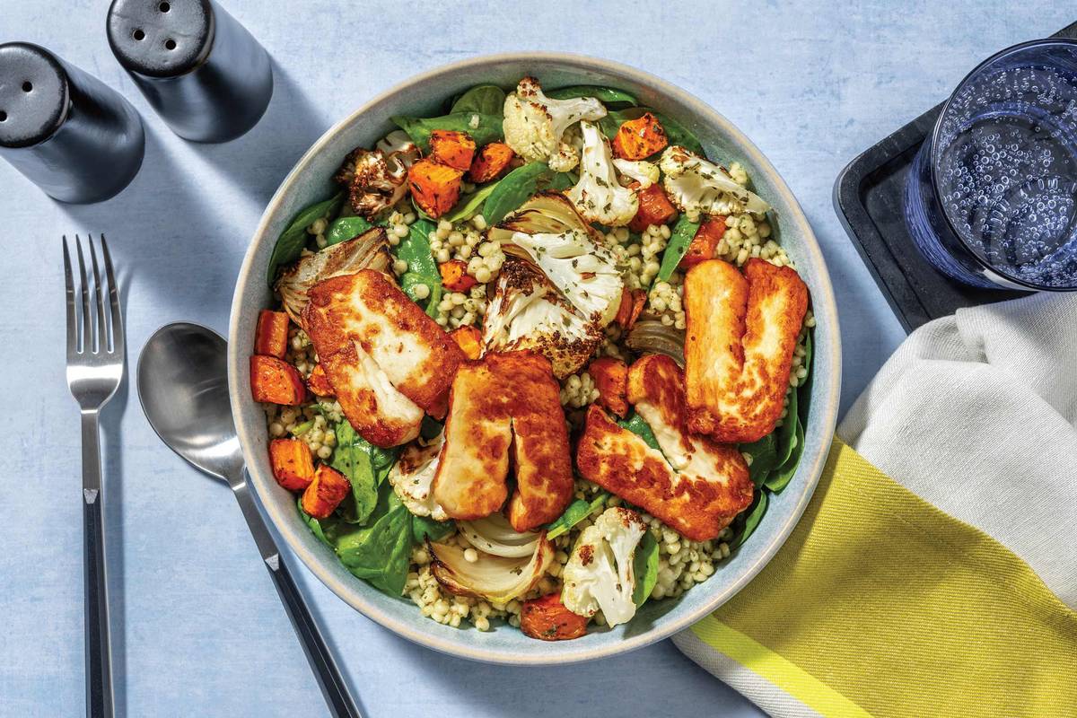 Honey-Glazed Double Haloumi & Pearl Couscous