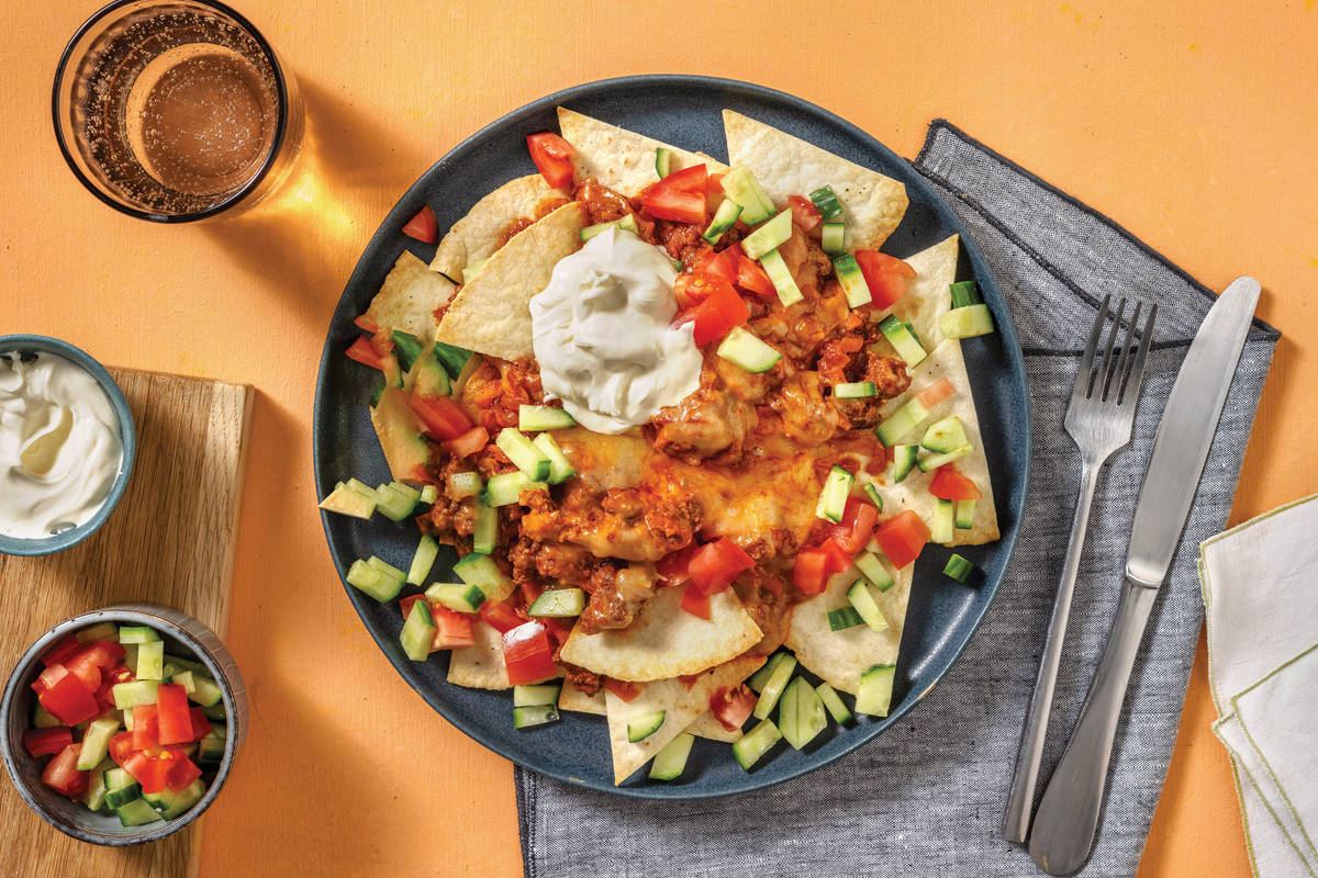 Quick Cheesy Mexican-Style Beef Nachos