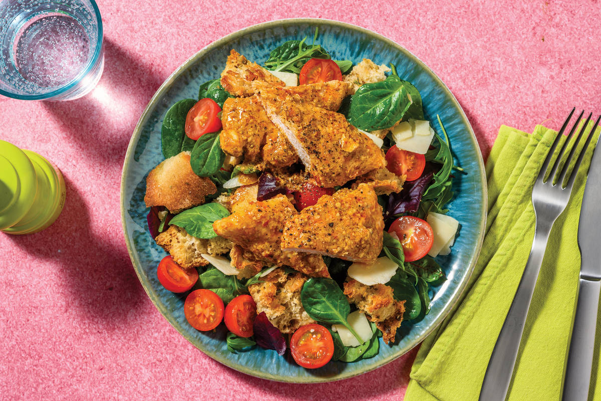 Easy Panzanella-Style Pesto Chicken Salad