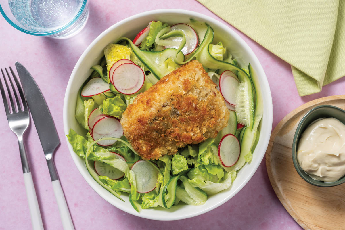 Quick Crumbed Fish & Lemony Cos Salad