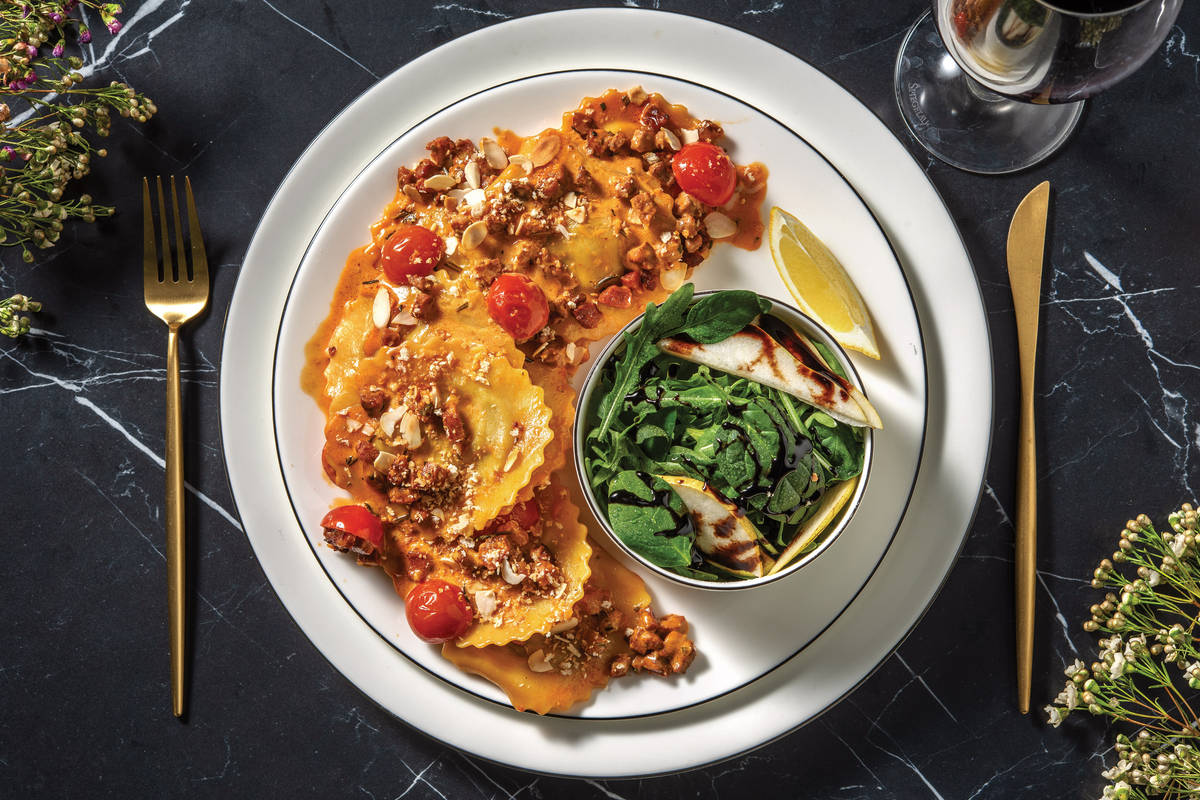 Pumpkin Ravioli & Chorizo Cream Sauce