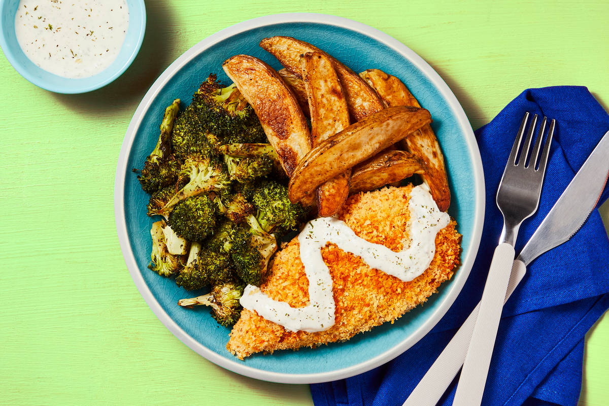 Sheet Pan Crunchy Chicken with Ranch Crema