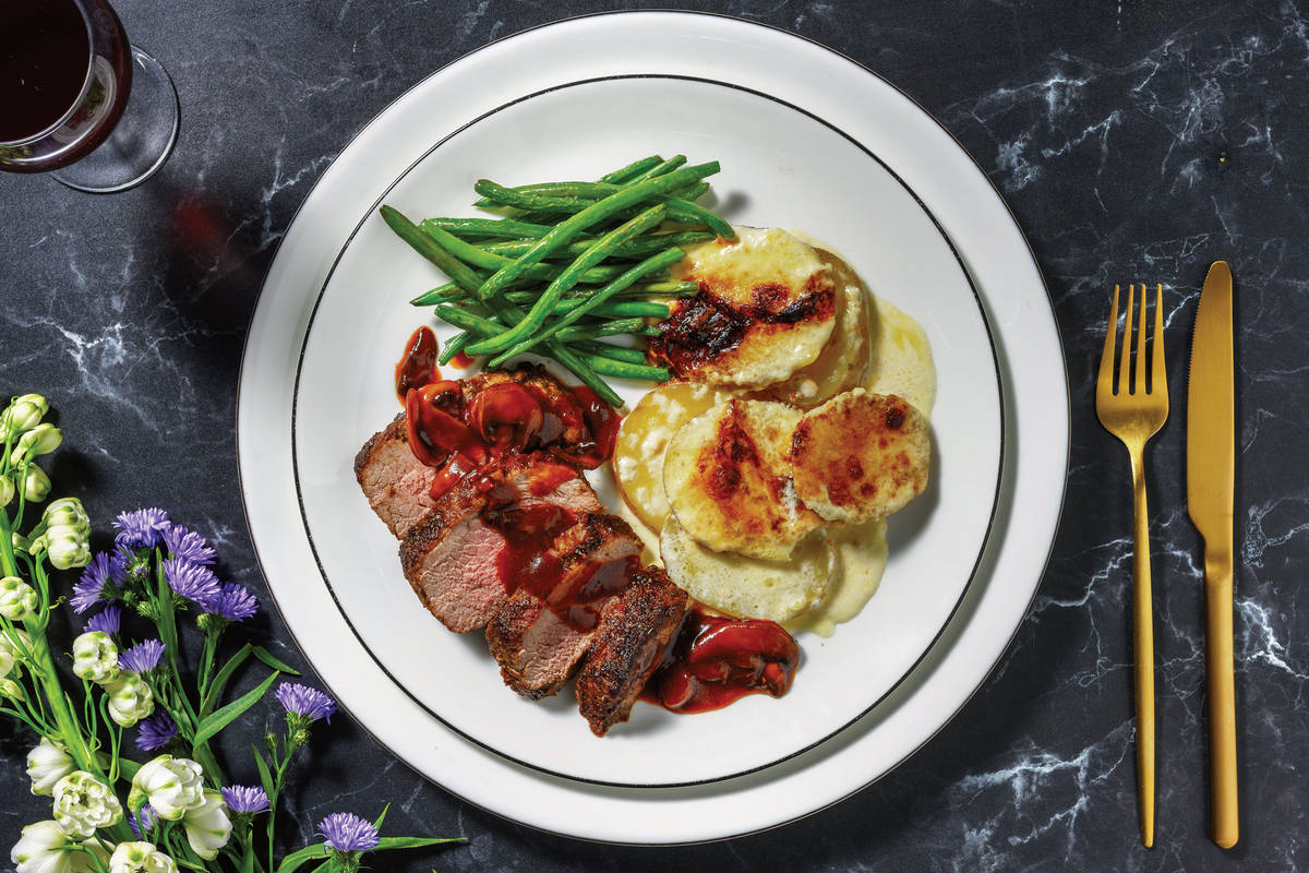 Tender Lamb Rump & Mushroom Red Wine Sauce
