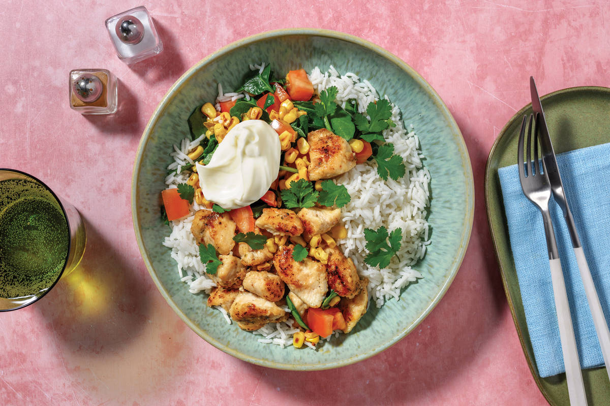 Mexican Popcorn Prawns & Garlic Rice