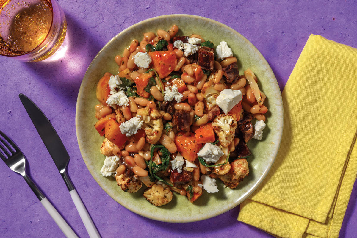 Hearty Chicken, White Bean & Roast Root Veggie Salad