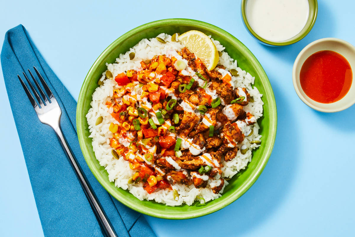 Shrimp & Charred Corn Burrito Bowls