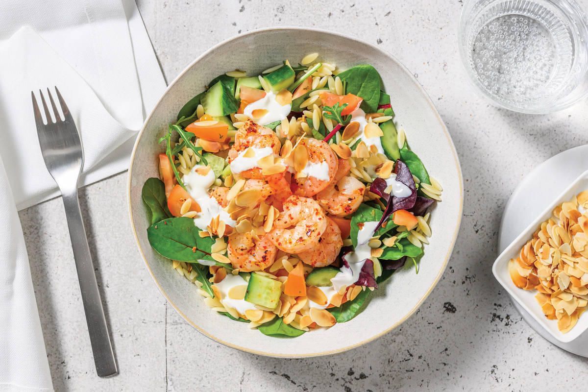 Double Garlic Chilli Prawn & Risoni Salad 