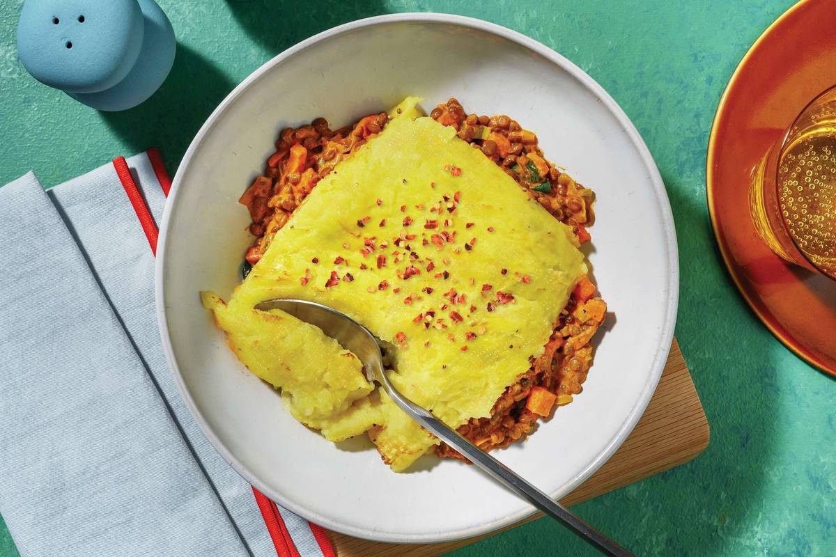 Indian Lentil, Haloumi & Veggie Curry Pie