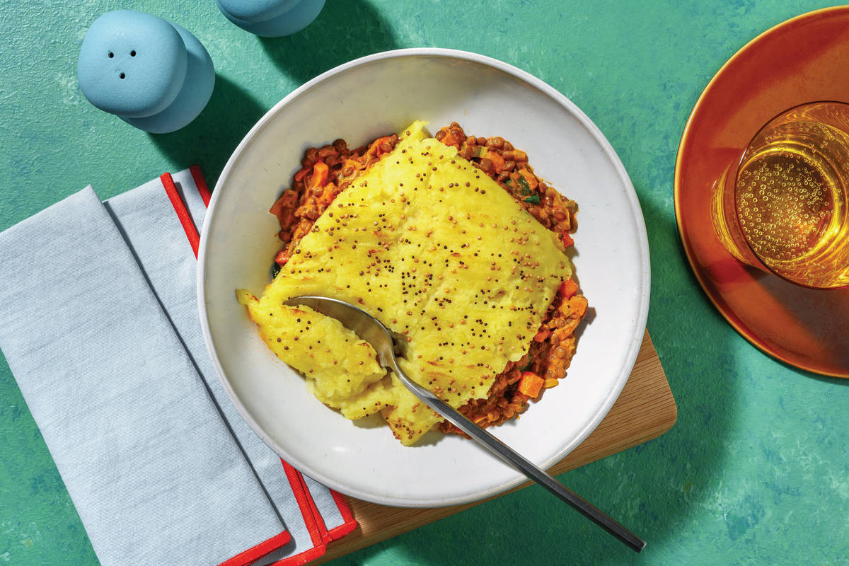 Indian-Style Chicken, Lentil & Veggie Curry Pie 