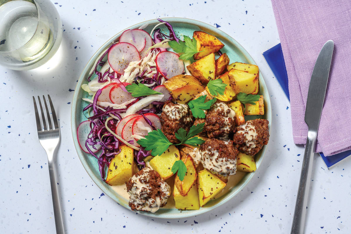 Pork Meatballs & Indian Coconut Sauce