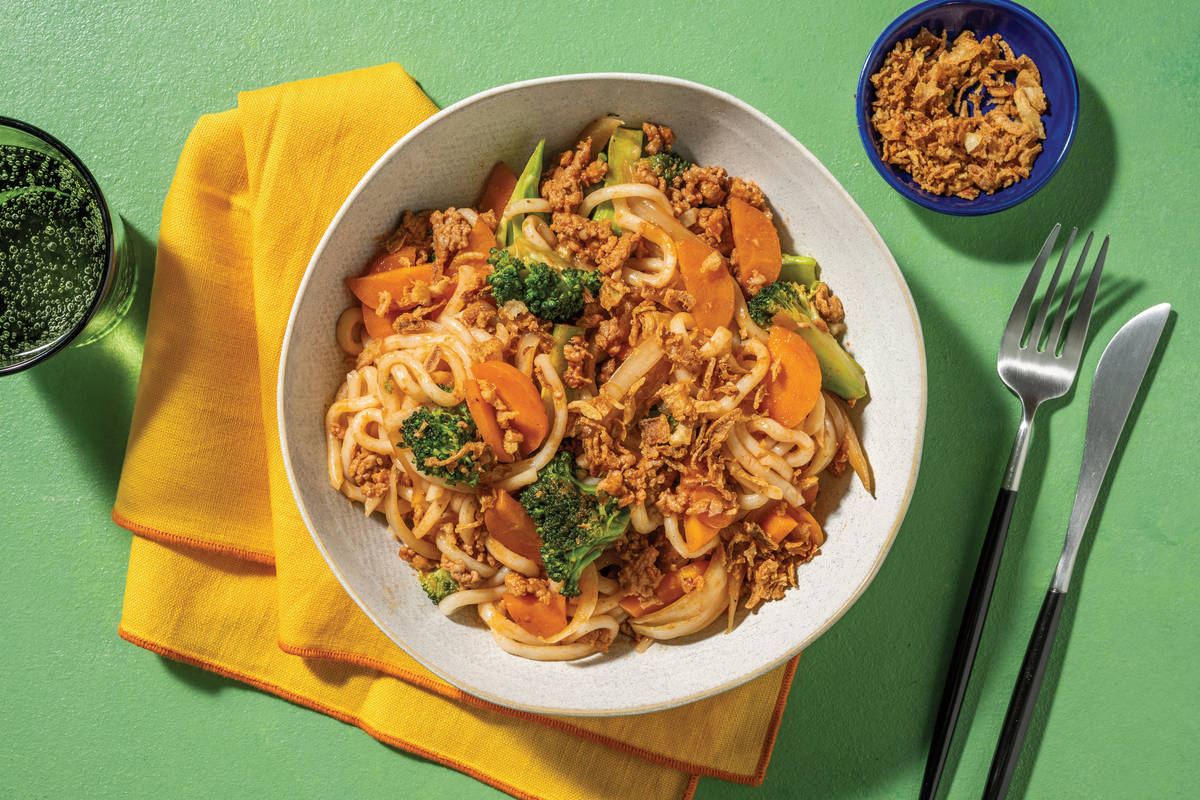 Teriyaki Ginger Beef & Pork Udon Noodle