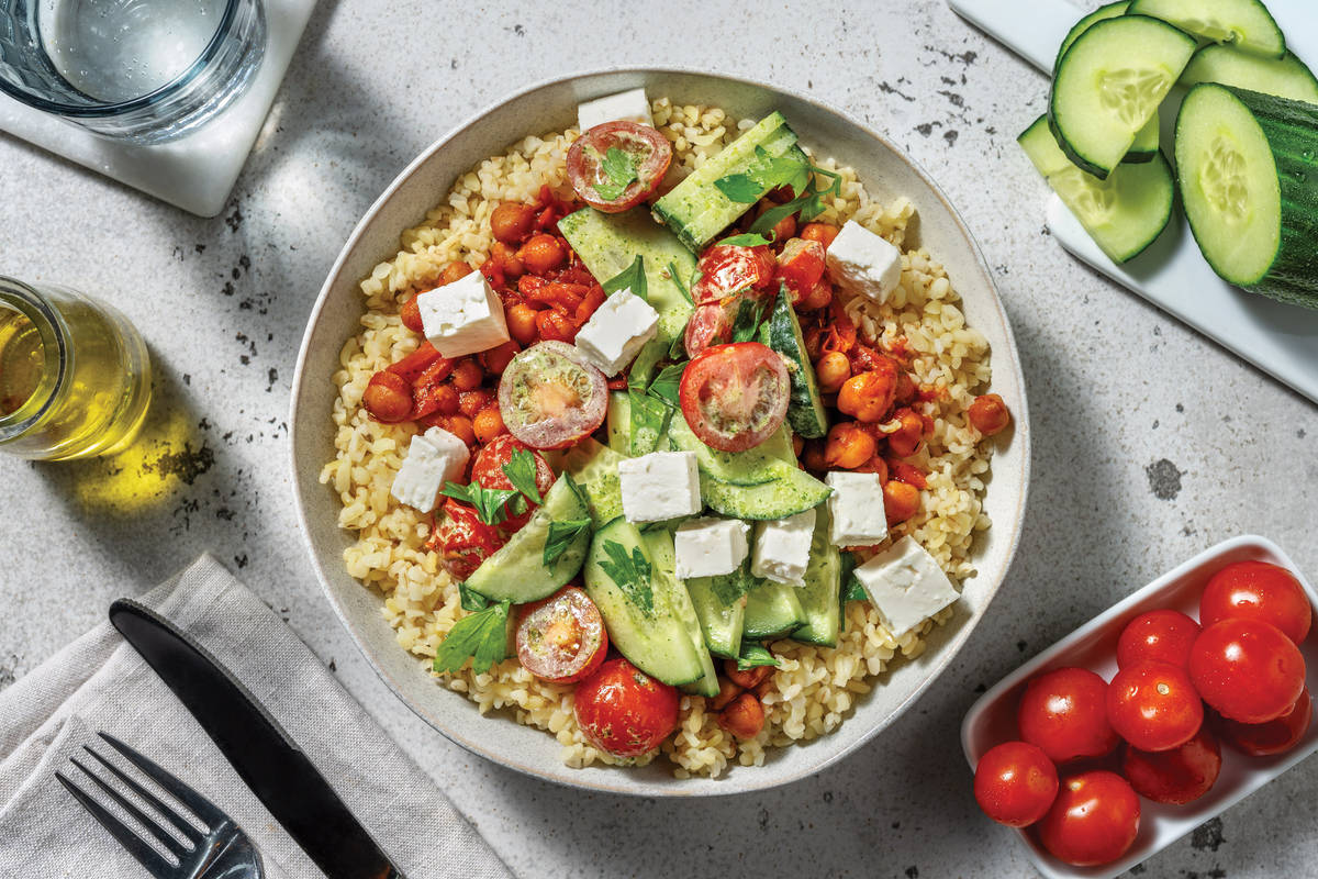 Chickpea Bulgur & Greek Salad Bowl