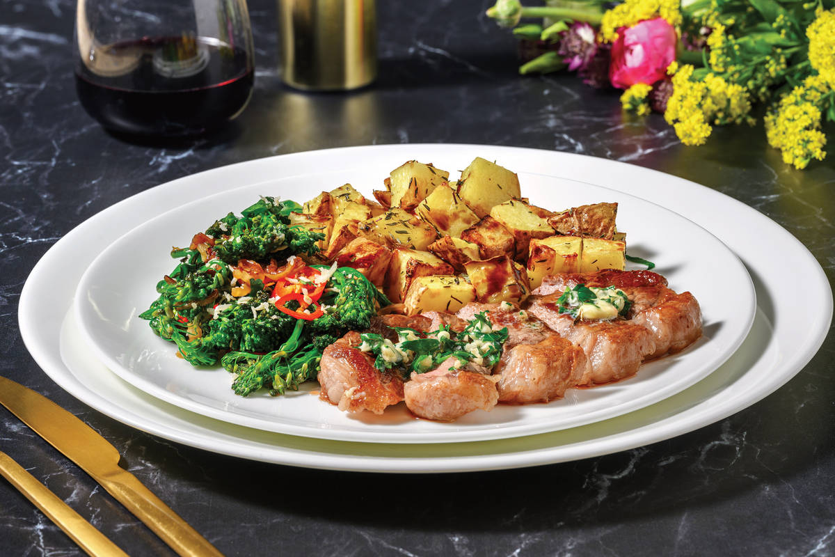 Garlic Butter Fillet Steak & Herby Potatoes