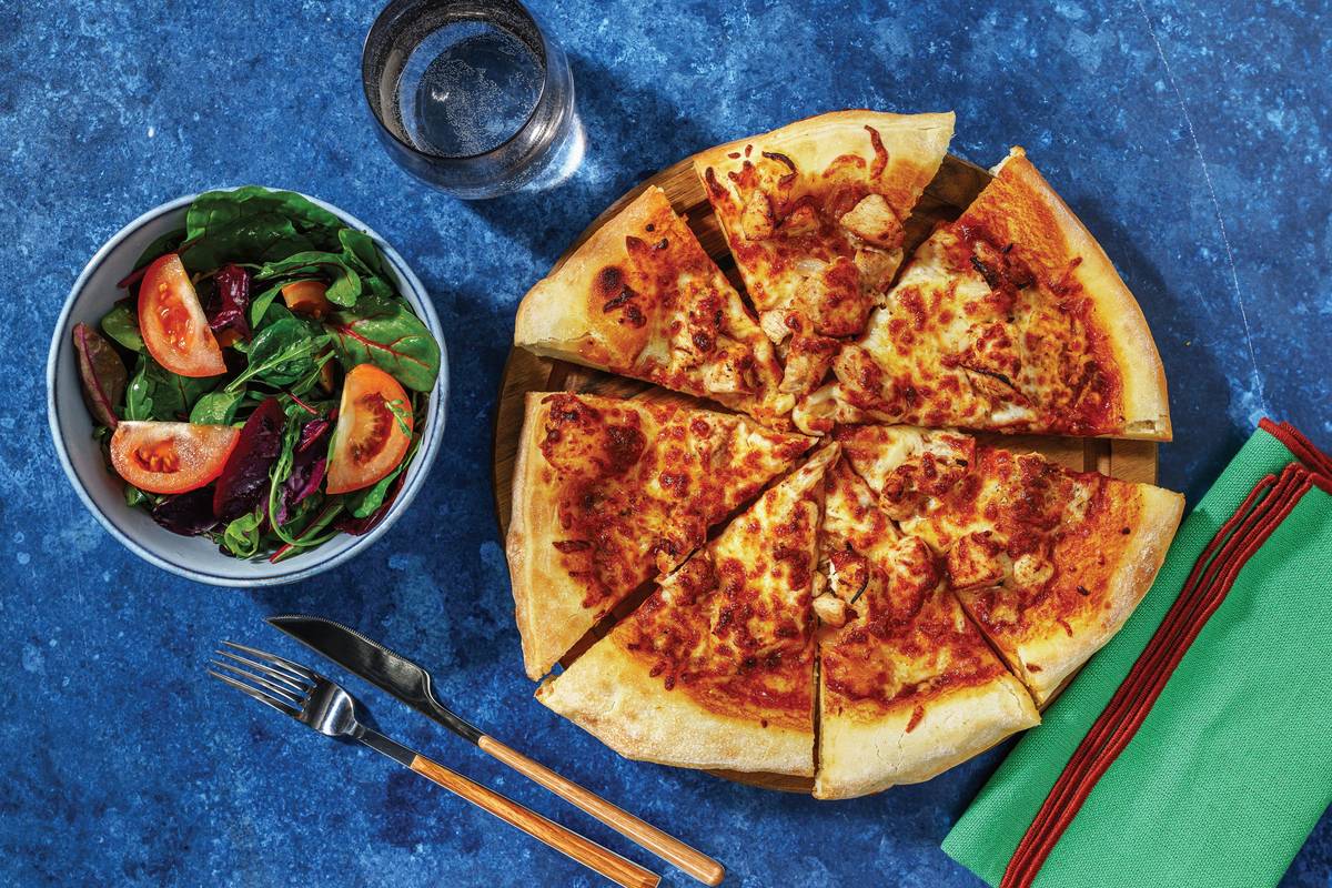 Cheesy Double BBQ Chicken Pizza