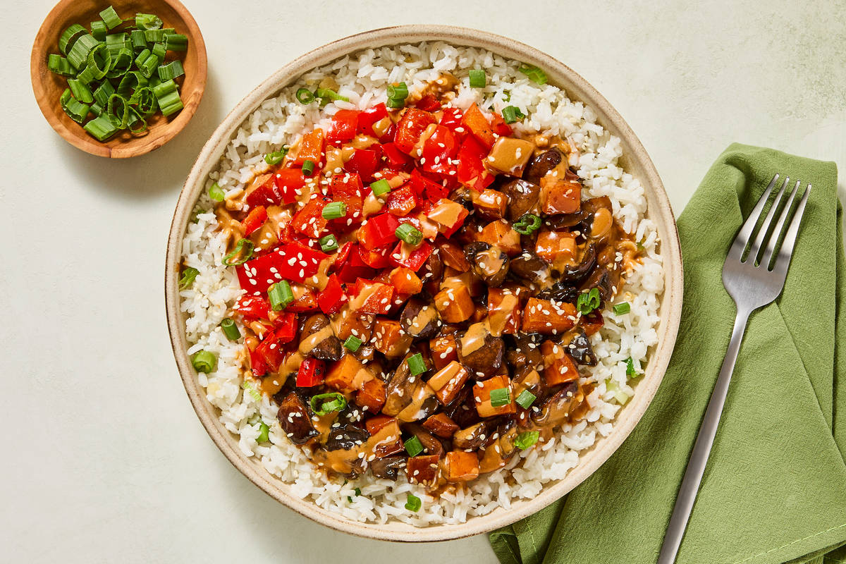 Shrimp, Sweet Potato & Mushroom Bowls