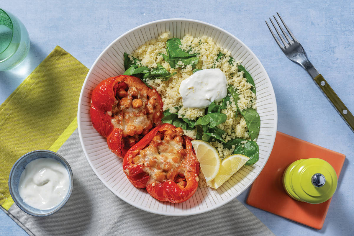 Middle Eastern Beef Chickpea-Stuffed Capsicum