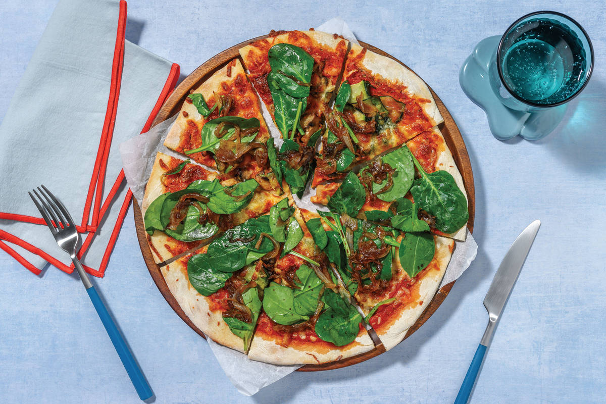 Homemade Mushroom & Caramelised Onion Pizza