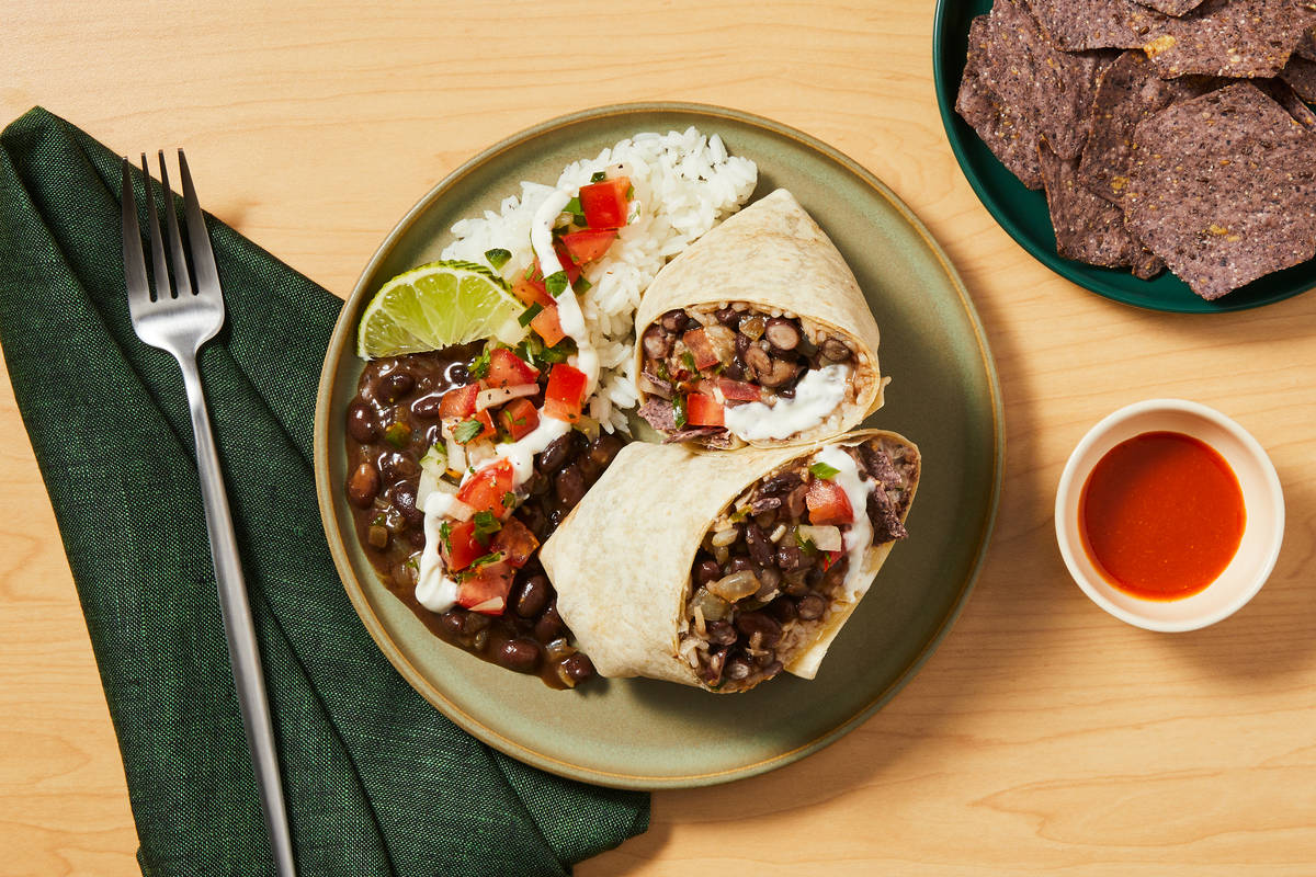 Beef, Black Bean & Corn Crunch Burritos