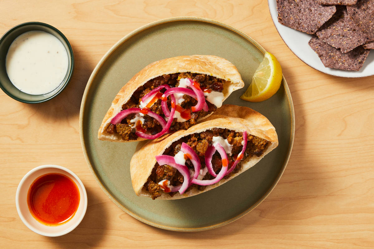 Shawarma-Spiced Beef & Golden Raisin Pitas