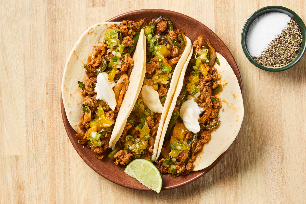 One-Pan Mango Salsa Pork Tacos