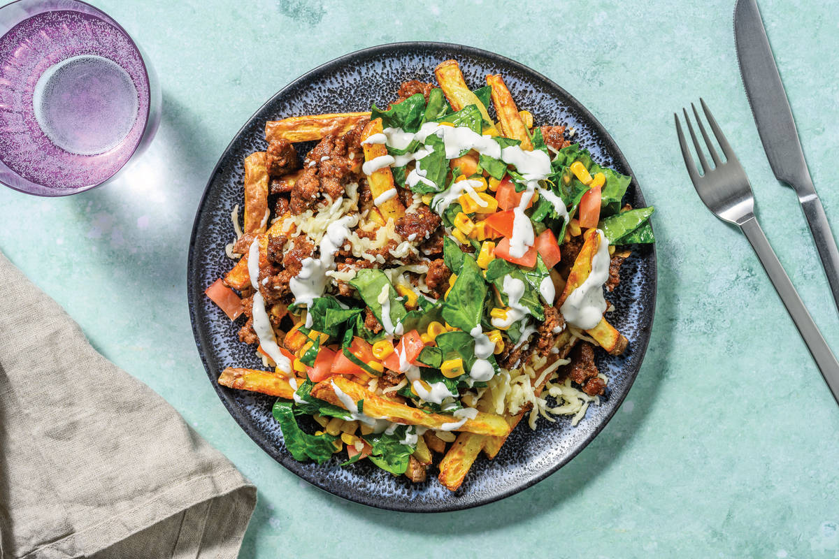 Cheesy Aussie BBQ Beef & Bacon Loaded Fries
