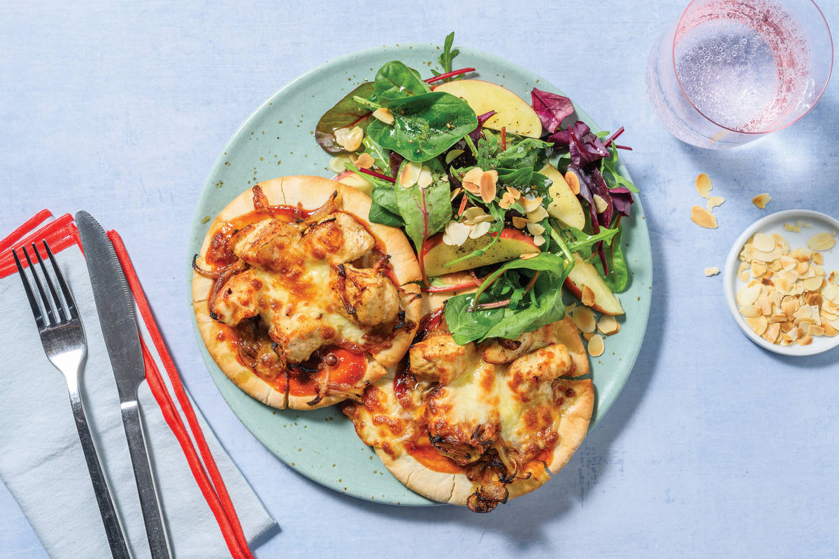 Quick Double BBQ Chicken Mini Flatbread Pizzas